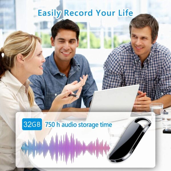 Spy Keychain Voice Recorder, 20Hours Battery Backup with Sensitive Noise Recording Mode, Voice Activated Recording Device, Triple Noise Reduction Spy Small Audio Recording with Inbuilt Memory 32gb Spy Voice Recorder - Image 6