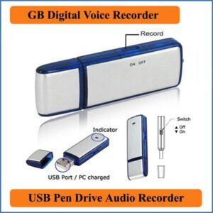 Spy USB Voice Recorder Pen Drive Flash Drive with Sensitive Noise Recording Mode, Voice Activated Audio Recording, 8 Hours Battery Backup