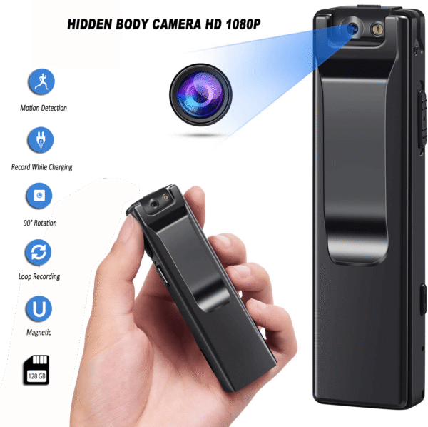 1080P Wearable Body Mounted Camera, Mini Pocket Audio Video Recorder with Metal Body Back Clip, 3 Hours Battery Backup - Image 2