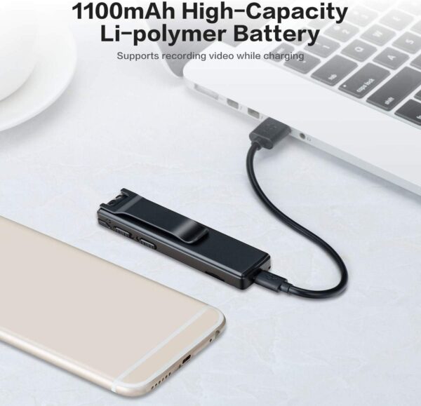 1080P Wearable Body Mounted Camera, Mini Pocket Audio Video Recorder with Metal Body Back Clip, 3 Hours Battery Backup - Image 7
