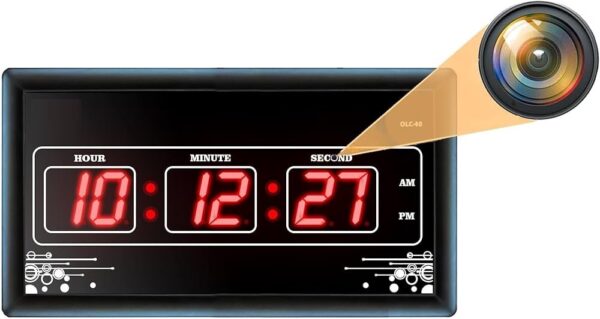 Full HD WiFi Digital Wall Clock Spy Camera with Audio Recording, 160° Wide Angle Digital Wall Clock Hidden Camera, Wall Clock Spy Camera 24x7 Recording Live Monitoring Motion Detection Loop Recording 64 GB Inbuilt Memory - Image 2