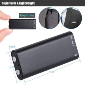 Mini Small Spy Voice Recorder up to 12 Hours Battery Backup, Inbuilt Memory 8GB Spy Voice Recorder, Crystal Clear Digital Recording with Sensitive Noise Recording Mode, Intelligent Dynamic Microphones Noise Reduction 360 Degree Panoramic Recordings