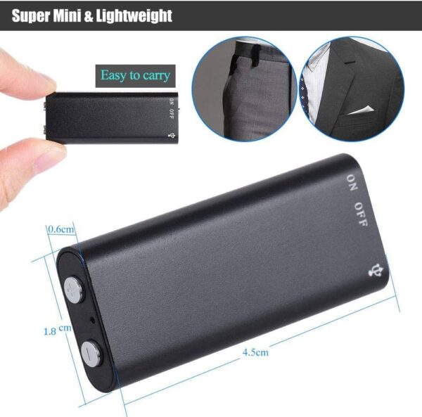 Mini Small Spy Voice Recorder up to 12 Hours Battery Backup, Inbuilt Memory 8GB Spy Voice Recorder, Crystal Clear Digital Recording with Sensitive Noise Recording Mode, Intelligent Dynamic Microphones Noise Reduction 360 Degree Panoramic Recordings