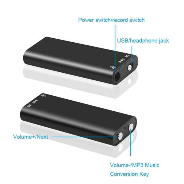 Mini Small Spy Voice Recorder up to 8 Hours Battery Backup, Inbuilt Memory 8GB Spy Voice Recorder, Intelligent Dynamic Microphones Noise Reduction 360 Degree Panoramic Recordings - Image 2
