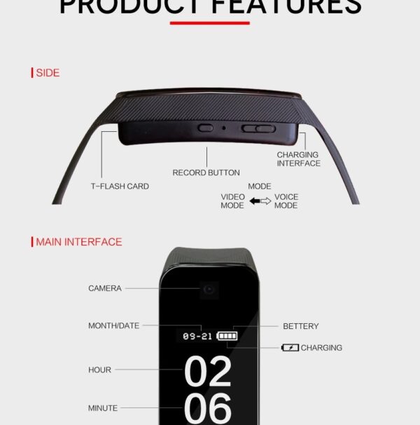 Spy Wrist Band Bracelet Watch Hidden Camera Invisible Lens Full HD 1080p Wearable Mini Recorder Video & Audio Recording Security Camera - Image 9