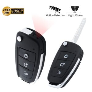 HD 1080P Mini Car Key Camera Video Spy Camera with IR Night Vision & Motion Detection, Portable Small Recording Device for Indoor and Outdoor