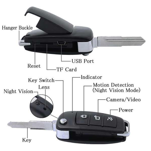 HD 1080P Motion Detection, Night Vision, Car Key Spy Camera, up to 90 mint Battery Backup - Image 6