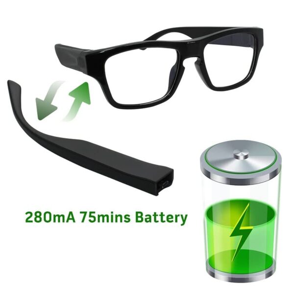 Full HD Live Streaming WiFi Eye Glasses Wireless Spy Camera, Invisible Lens with Touch Controlled Indoor Outdoor Video Audio Recorder Spy Specs Camera - Image 2