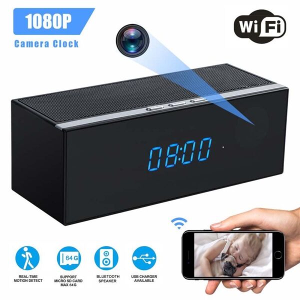 1080P FHD WiFi Spy Camera Bluetooth Speaker Hidden Camera, Digital Clock Night Vision Spy Camera, Spy Camera Audio Video Recording, 18 to 20 Days Loop Recording - Image 7