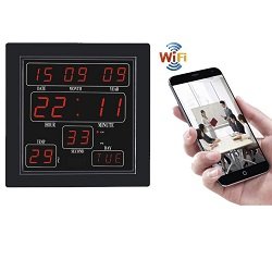 Full HD WiFi Digital Wall Clock Spy Camera with Audio Recording, Digital Wall Clock Hidden Camera Watch Live Motion Detection Loop Recording 32 GB Inbuilt SD Card Memory for Home
