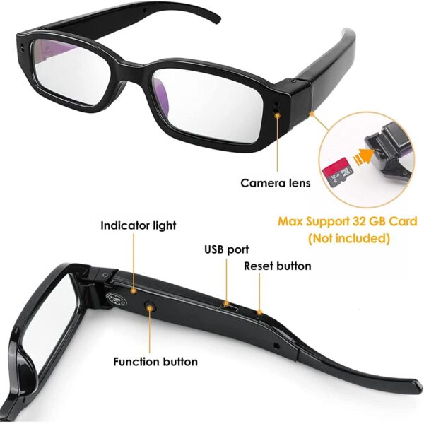 1080P Specs Glasses Camera Hidden Specs Camera Audio Voice Recorder - Image 3