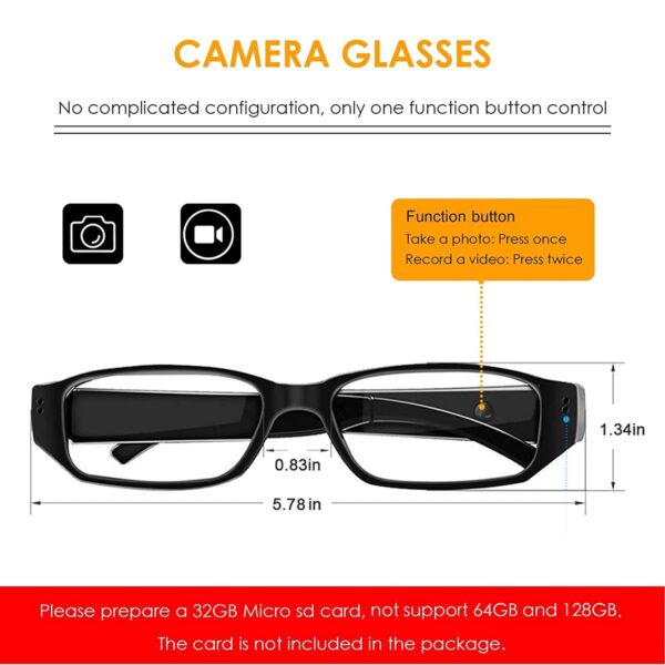 1080P Specs Glasses Camera Hidden Specs Camera Audio Voice Recorder - Image 4