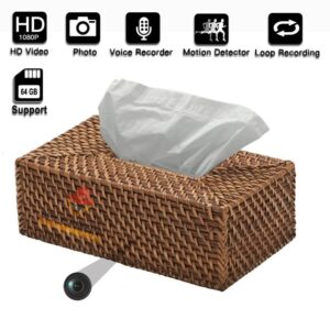 WiFi Tissue Paper Box Camera With HD 1080P Quality Audio Video Motion Detection Recording Hidden Spy Camera, Live Monitoring, Up to 25 Hours Long Battery Backup Hidden Camera