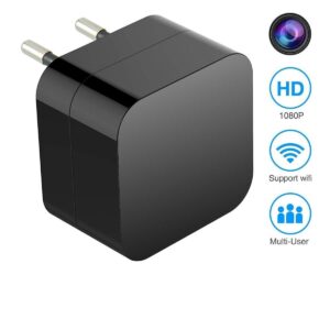 1080p Full HD Wi-Fi USB Charger Security Low Light Night Vision Camera AC Adapter, USB Charger Camera Motion Detection Work 24x7 Hours up to 20 days Loop Recording, Watch Live in Smartphone